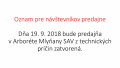 Oznam pre návštevníkov predajne 19. 9. 2018